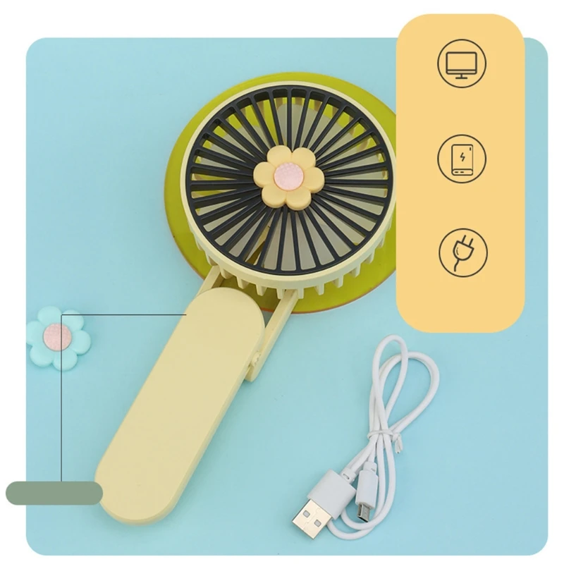 

YAM 1PC Creative Foldable Mini Handhel Fan Desktop USB Sunflower Type Air Cooling Small Appliances Travel Home Office Air Cooler