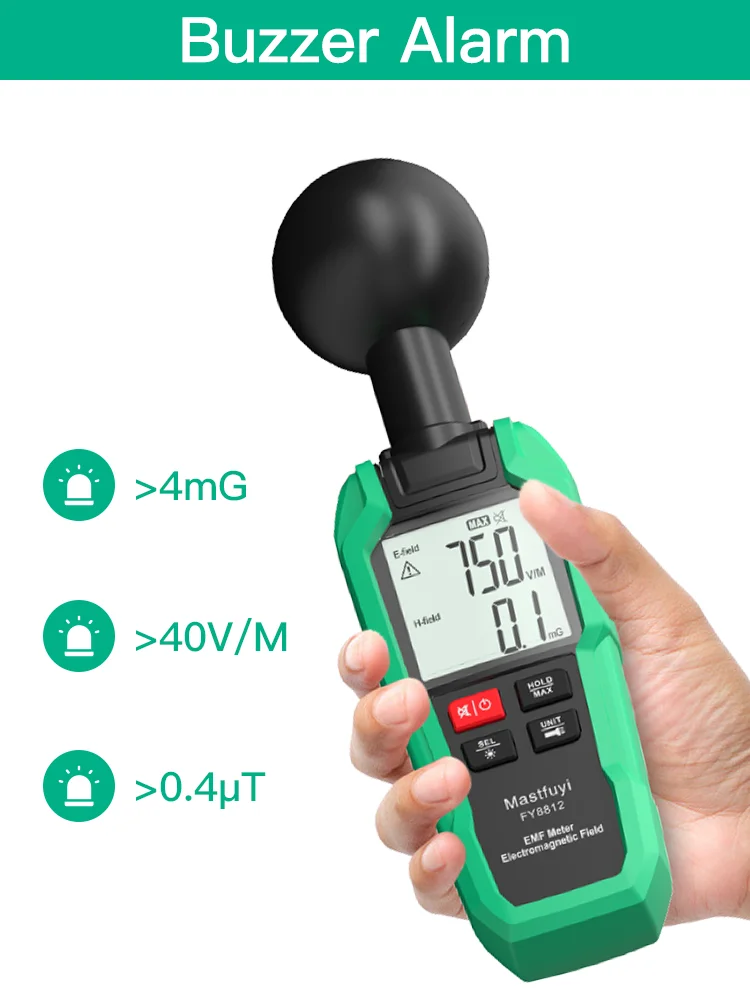 Детектор электромагнитного поля FUYI EMF с 3 чипами для измерения излучения на 360 ° |