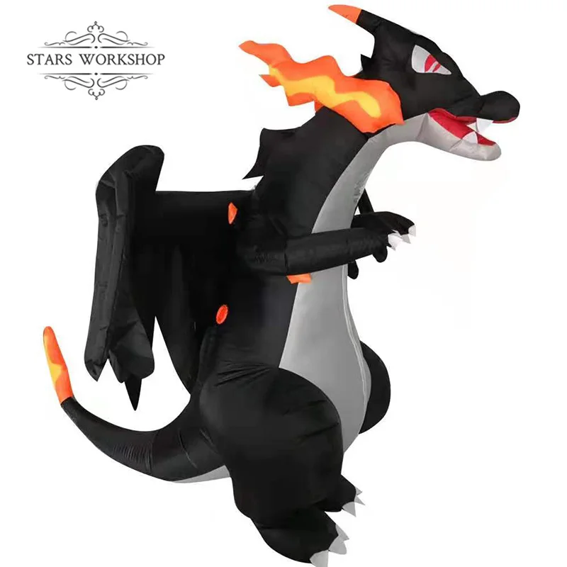 Аниме мультфильм надувной костюм динозавра вертел огонь дракон Косплей Взрослый