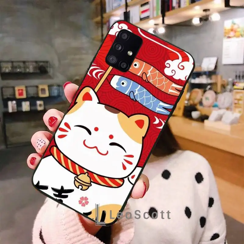 

Koi Fish Cherry Blossom Lucky Cat Fashion Phone Case For Samsung Galaxy S8 S9 S10 Plus S10E Note 3 4 5 6 7 8 9 10 Pro Lite cover