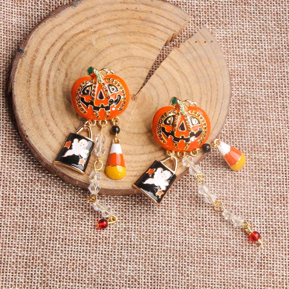 

Funny Pumpkin Ghost Earrings Fashion Creativity Halloween Party Prop for Women Men Jewelry Decoration