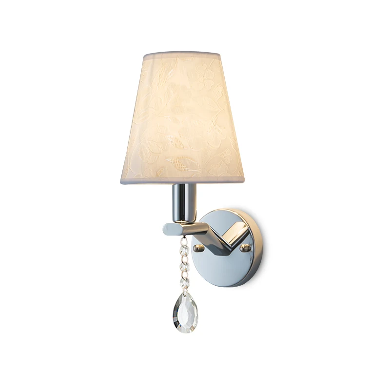 

Interior Wall Lamp Modern Simple Linen Wall Light Iron Base Plating Art Bedside Bedroom Silver Wall Lamps