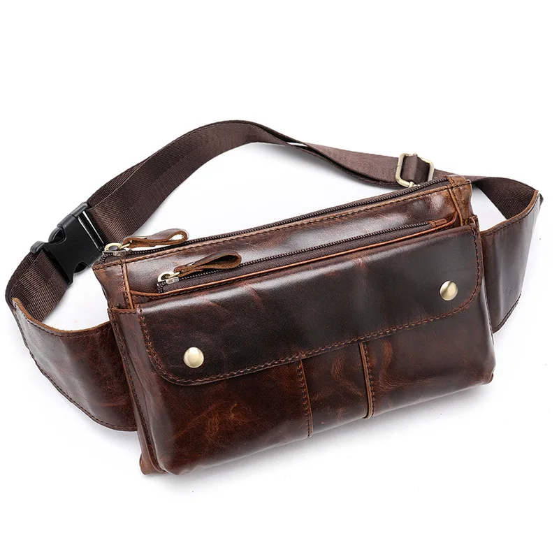 

Men's Running Bag Full-Grain Leather Outdoor Single Shoulder Messenger Bag Men's Retro Leather Men's Small Bag