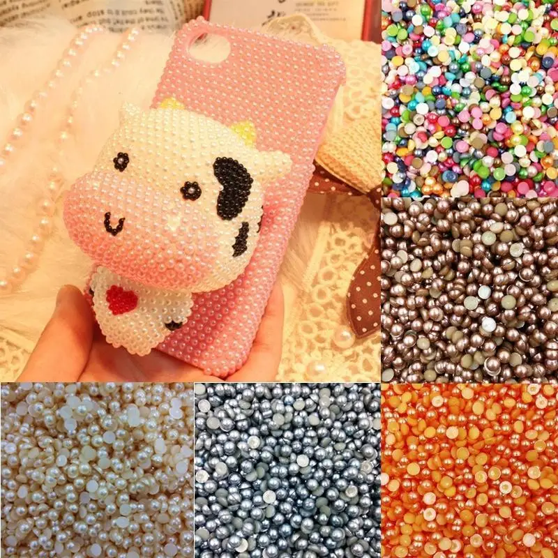 

3-10mm 20-1000PCS Half Pearl Color Half Face Pearl DIY Handmade Mobile Phone Case Nail Art Sticky Diamond Decoration Wholesale