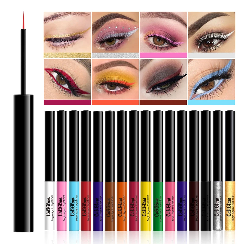

CALIGLAM 16PC Liquid Eyeliner Eye Make Up Super Waterproof Long Lasting Eye Liner Easy To Wear Eyes Makeup Cosmetics Tools