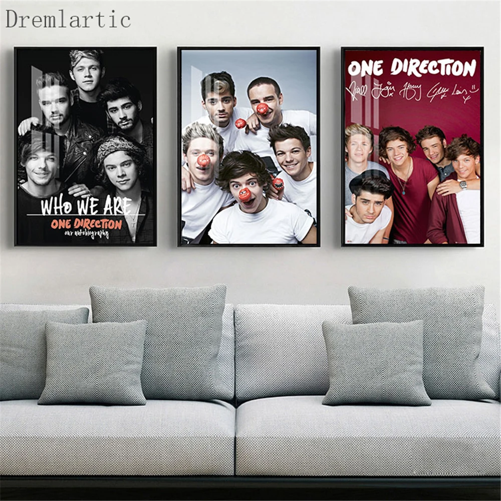 Холст постер из шелковой ткани Custom One Direction домашний декор креативная Настенная