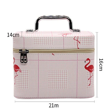 Pink Medium 1 шт., фламинго, женская косметичка Органайзер из искусственной кожи, для туалетных принадлежностей, для путешествий, большой емкости, водонепроницаемый портативный чехол для косметики - Цвет: Pink Medium