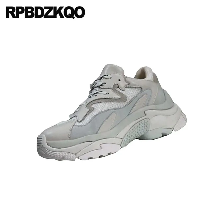 Женские замшевые кроссовки на платформе Серые из натуральной кожи шнуровке