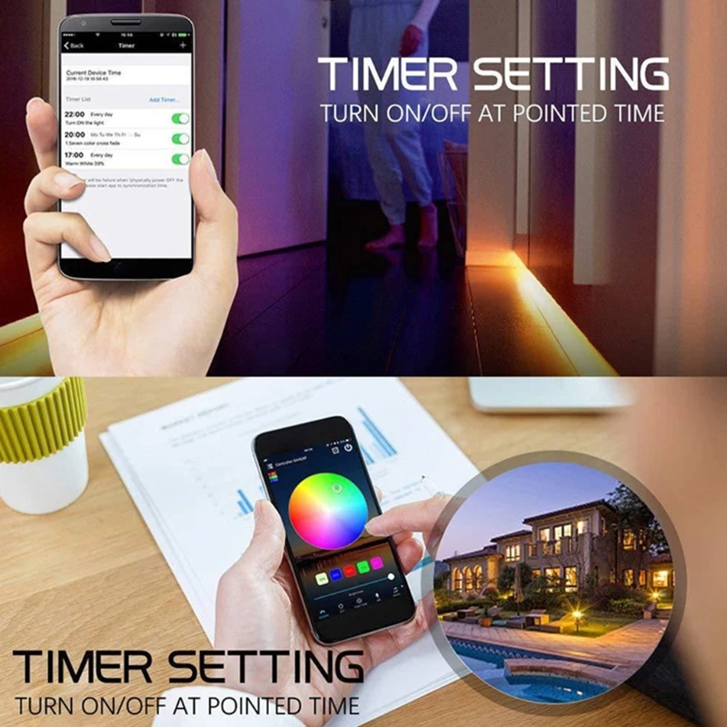 

Color Changing 5m Flexible LED Strip Lights US Plug with Remote Controll for Bedroom Home Kitchen TV Wall Background DIY