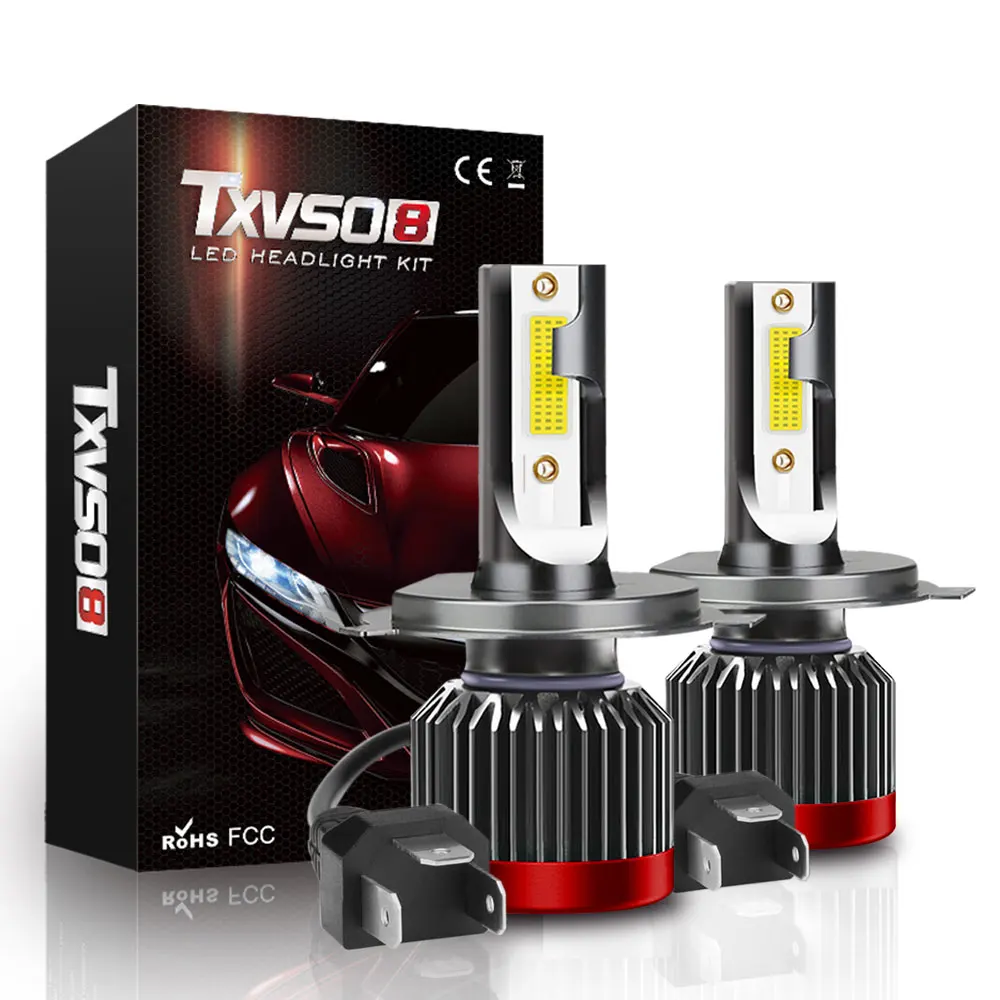 

Txvso8-mini lâmpadas de farol automotivo, faróis de led para carro 12v, diodo 9003/hb2, 6000k, luzes hi/lo 8000lm, carro, faros