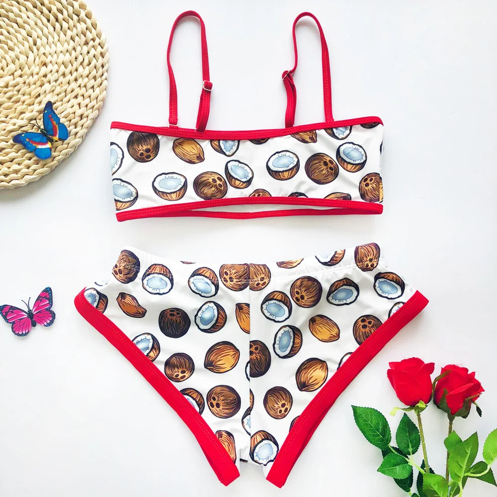 Комплект спортивного бикини с принтом бандо сексуальный купальник на бретелях