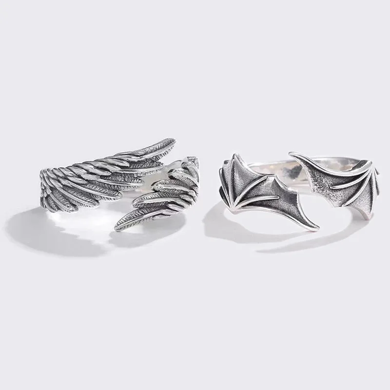 

Angel Demon Wing Couples Rings For Women Men Matching Best Friend Trendy Promise Ring for Thumb Jewelry Engagement