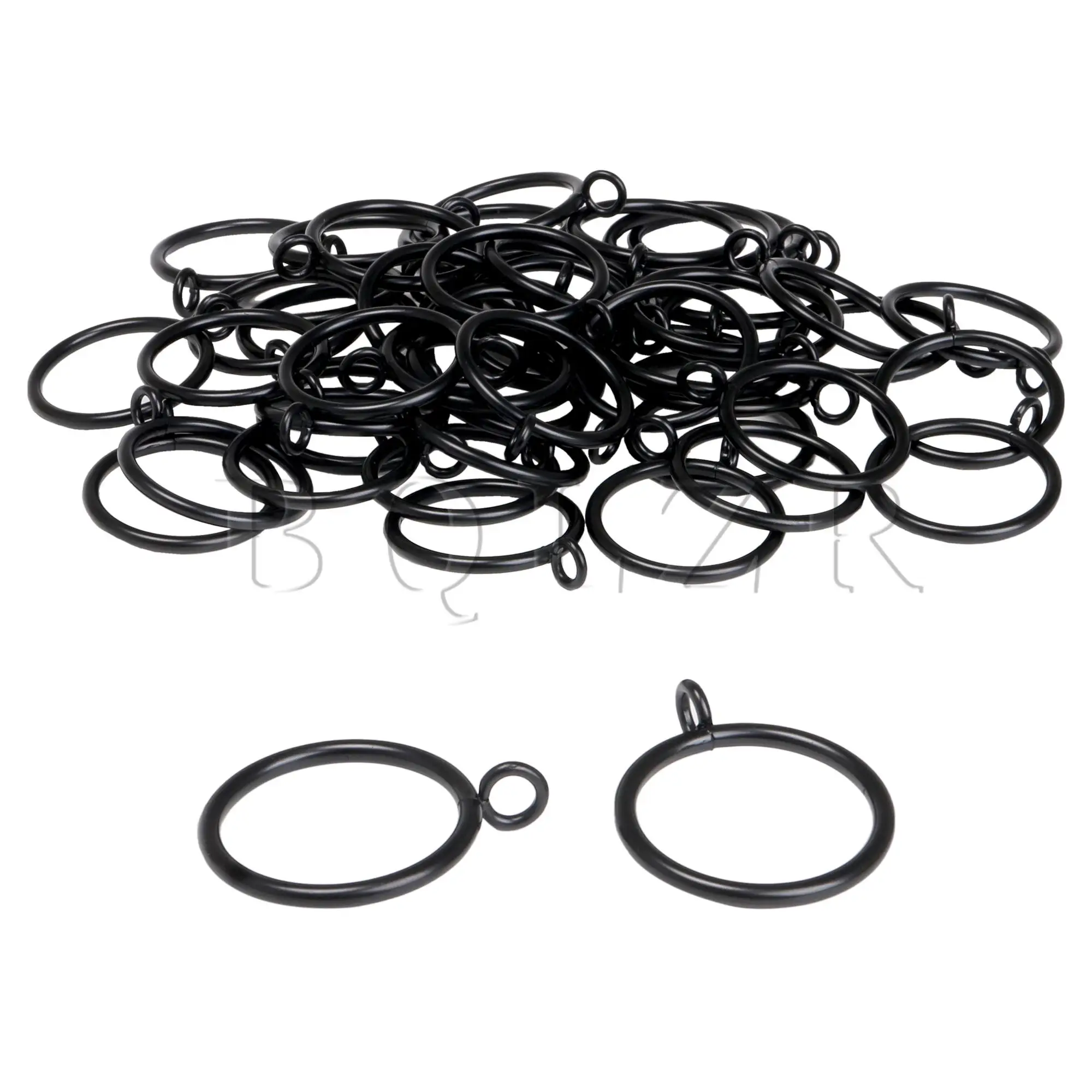 

BQLZR 50Pcs Curtain Rod Rings w/ Eyelet Metal Black 1.5" Inner Dia for Windows