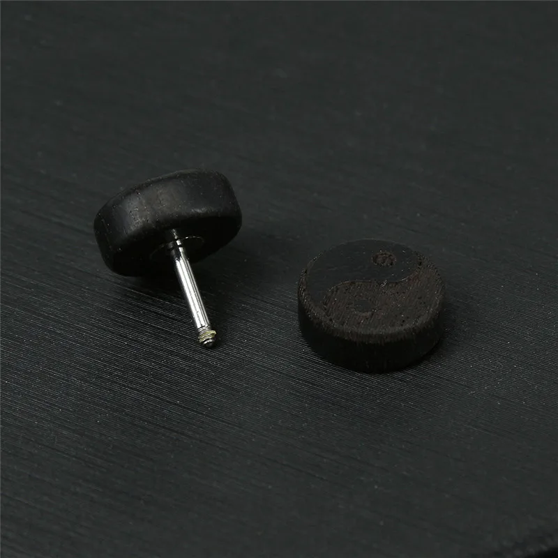 

Fashion Natural Wooden Stainless Steel Ear Studs Tai Chi/Star Earnings for Women Men Wood Barbell Piercing Punk Earrings Stud