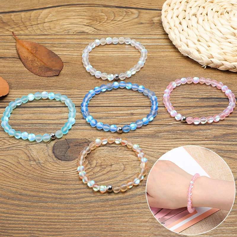 Браслет с бусинами из матового лунного камня для мужчин и женщин изящные