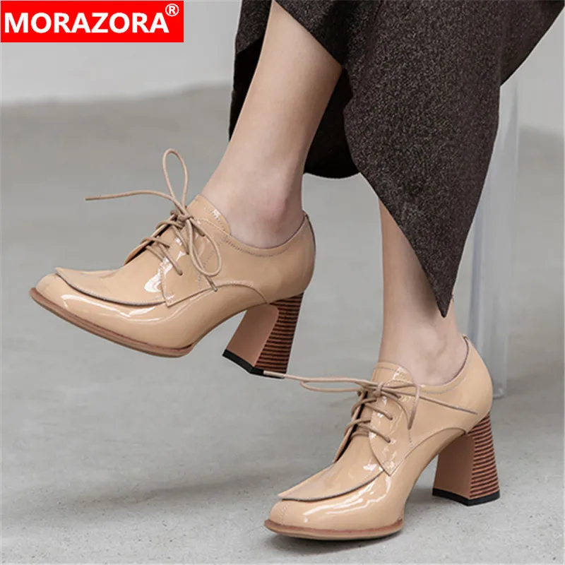 Женские туфли на высоком каблуке MORAZORA черные или абрикосовые лодочки из