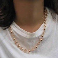 necklace for women 585 rose gold color beaded chain link necklace 60cm gift jewelry wholesale dropshipping lcn47
