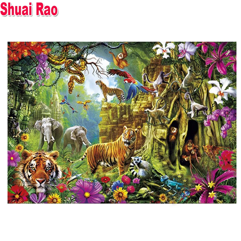

Big Size Diamond Painting 5D Animal World Tiger Elephant Diamond Embroidery Painting DIY Mosaic Gift Home Decor FF2748