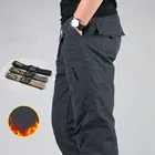 Мужские зимние плотные флисовые брюки, военные тактические мешковатые брюки-карго, двухслойные повседневные хлопковые теплые прямые длинные брюки