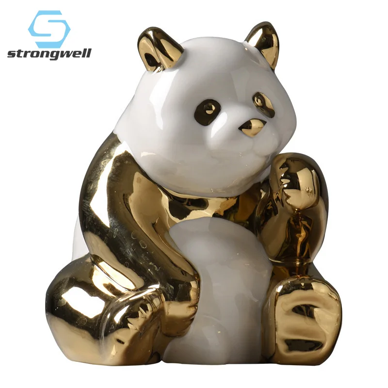 Strongwell Северное золото статуя панды Керамика панда Скульптура Миниатюрная модель