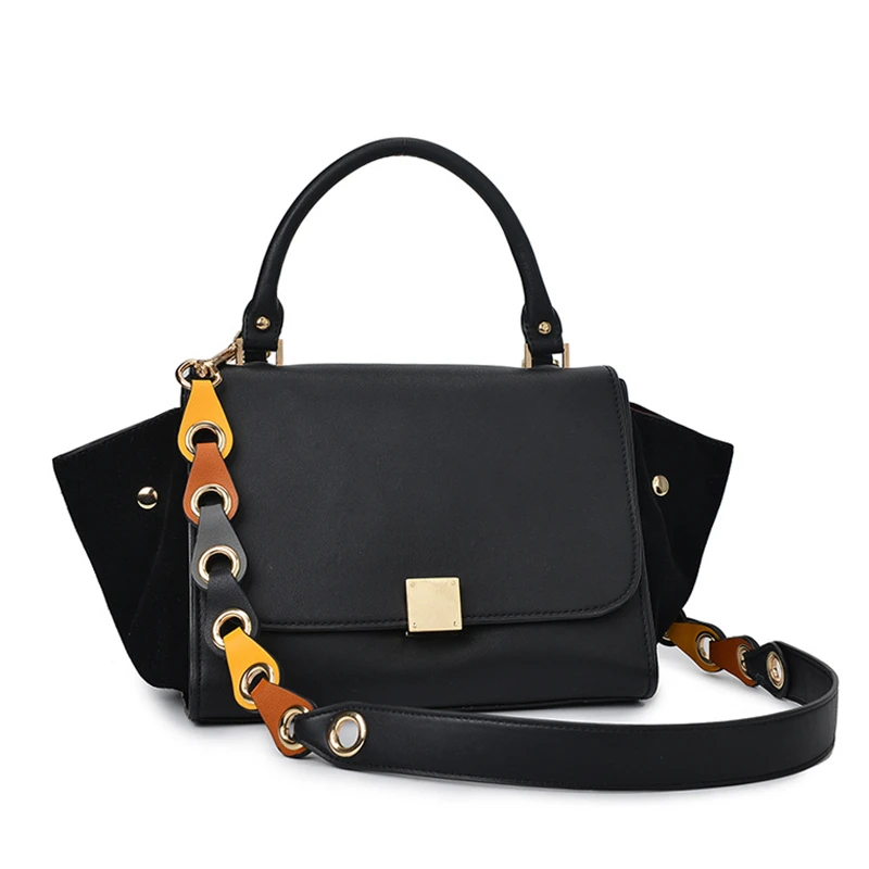 Брендовая кожаная сумка модная на ремне женская широкая сменная плечо