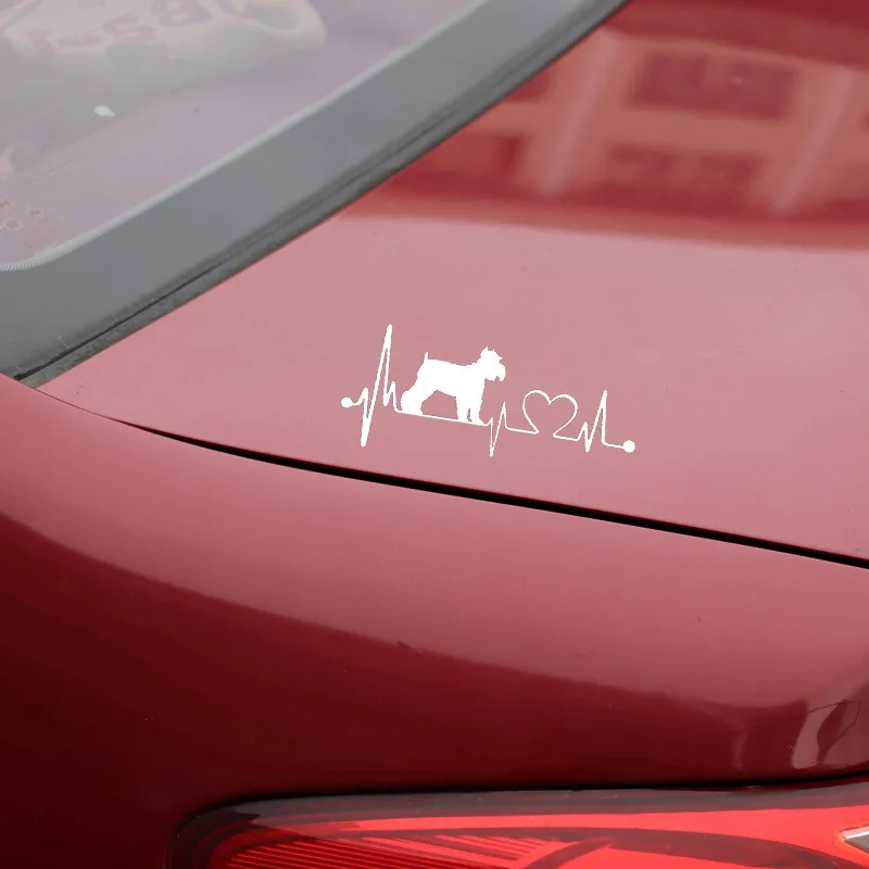 

Schnauzer Heartbeat Dog Car Sticker Waterproof PVC Decal Car Model Bumper Decorative Black/Silver 15.2* 6.4cm