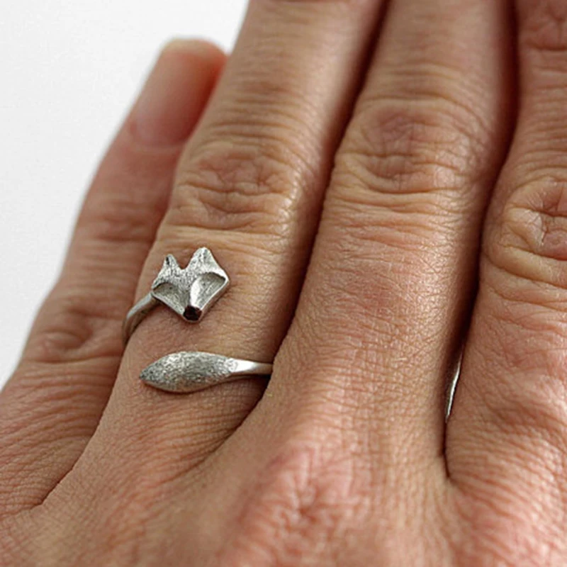 

Fashion Fox's Head Adjustable Ring Cute Animal Open Fox Ring for Women Party Gift Lovely Fox Engagement Wedding Ring Jewelry