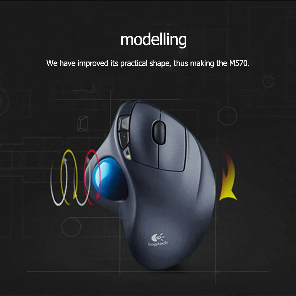 Logitech M570 2 4 ГГц Беспроводной Trackball Мышь эргономичный Поддержка Uniflying для