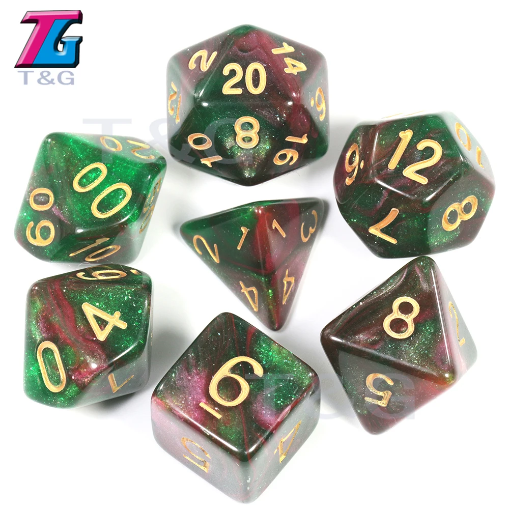 Игральные кости DND 7 шт./компл. Вселенной Galaxy D4, D6, D8, D10, D10%, D12, D20 многогранные с драконами и подземелья игровой набор