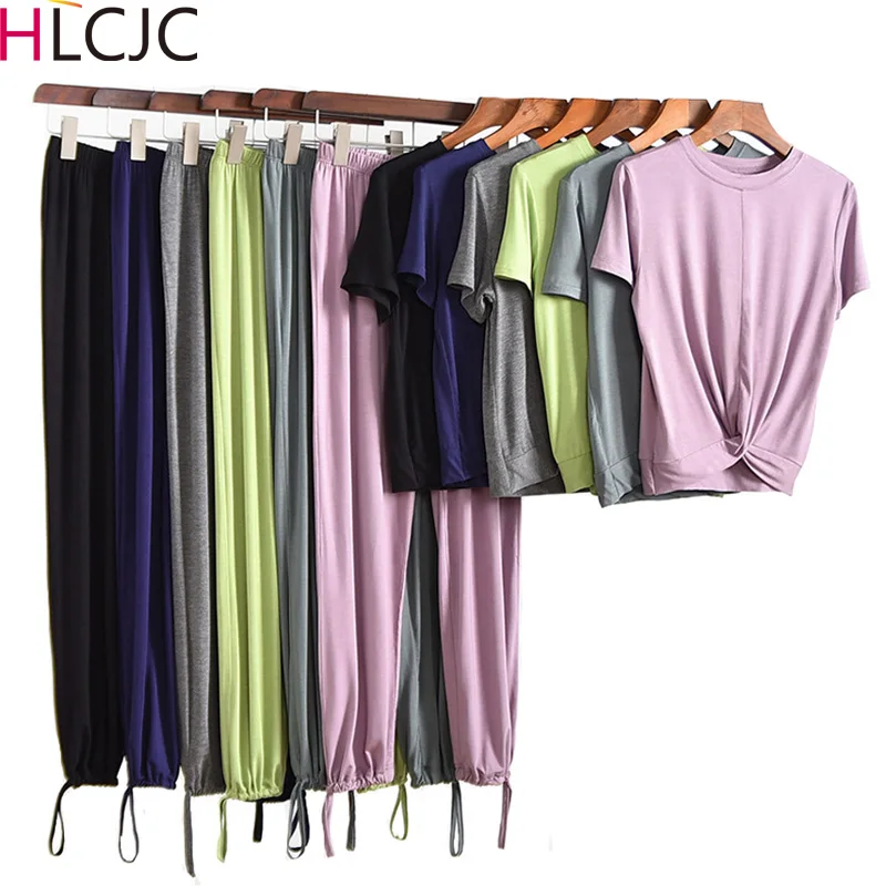 Пижама из модала для женщин одежда сна летние свободные штаны пижама однотонная