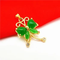 butterfly green stone pendant chain yellow gold filled fashion gilrs pretty gift