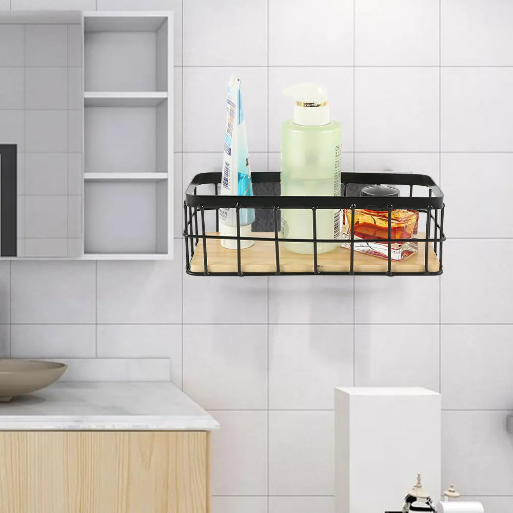 Деревянная настенная полка с доской подвесная корзина для хранения органайзер