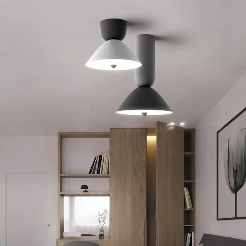 

New arrival modern minimalist living room ceiling light bedroom office led black and white gray minimalist style ceiling lamp