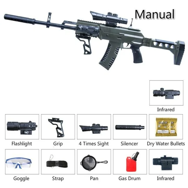 green-Manual-Hg Безопасная электрическая версия M762, детские игрушки, пистолет, уличная игра CS, Пейнтбольный пистолет, детский подарок, детская игрушка, водяной пистолет, детские рождественские подарки - Цвет: green-Manual-Hg