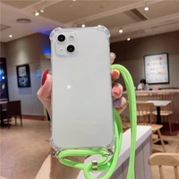 luxury cute lanyard silicone phone case for iphone 13 12 11 pro max se xsmax xr xs x 8 7 6 plus ultra thin necklace strap cover
