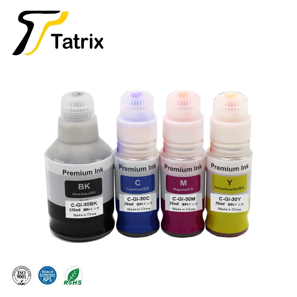 Tatrix GI-30 GI-30PGBK GI-30C GI-30M GI-30Y Compatible Water Based Bulk Bottle Refill Ink for Canon G5030 G6030