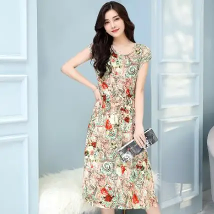 Новинка 2020 женское летнее платье среднего возраста размера плюс 6XL свободное