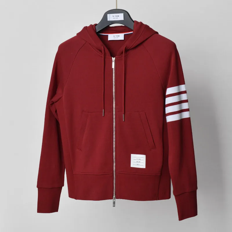 

Fashion TB 2021 Brand Hooded Clothing Slim Cotton Jacket Men Women Striped Sweatshirts Hoodies Male Casual Sportswear Coat