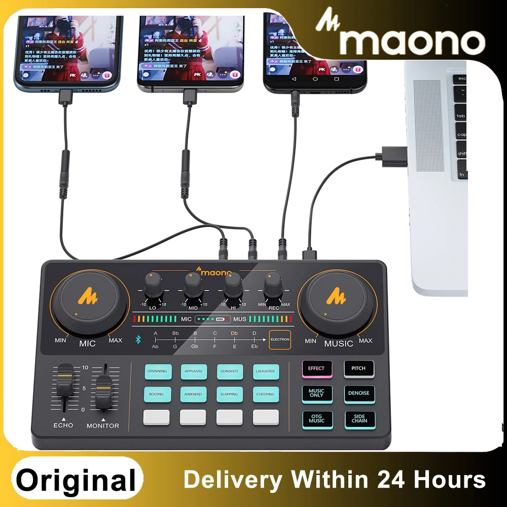 

Микрофонный микшер MAONO CASTER LITE AM200, цифровой аудио интерфейс, Подкаст, звуковая карта, перезаряжаемый Подкаст для телефона, ПК, YOUTUBE