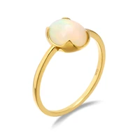 bk 18k genuine gold natural opal rings for women simple oval shape anniversary wedding engagement party fine jewelry gifts