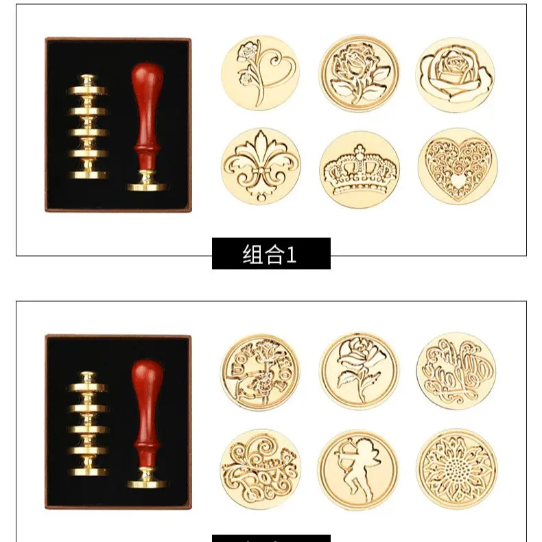 6 шт. винтажный деревянный штамп Античная Металлическая печать восковая