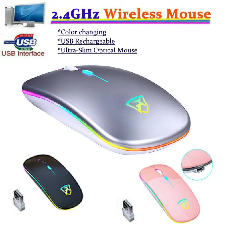 

Universal 2.4GHz Optical Mouse 1600dpi USB Rechargeable Wireless Ultra Slim Mute Mice Ergonomic For Pc Computer Laptop