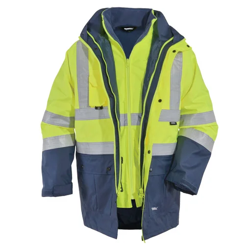 Yellow Jacket5 in 1 EN471 ANSI/SEA 107 AS/NZS Hi vis водонепроницаемая 5 в 1 куртка со светоотражающей лентой, защитная Рабочая одежда, зимняя куртка - Цвет: Yellow Jacket5 in 1