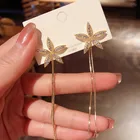 Женские серьги-гвоздики, корейские элегантные серьги, длинные серьги-кисточки