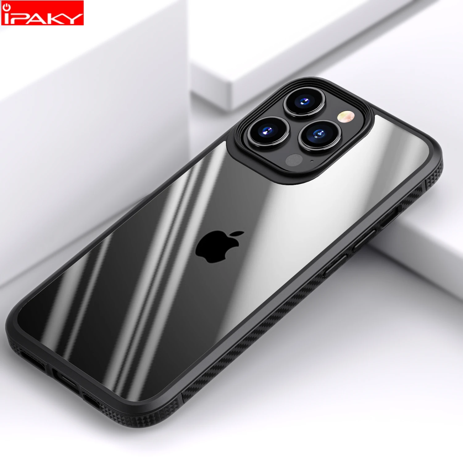 

IPAKY for iPhone 13 12 Case 12 13 Pro Carbon Fiber Border Transparent Shockproof Cover for iPhone 12 13 Pro Max Case
