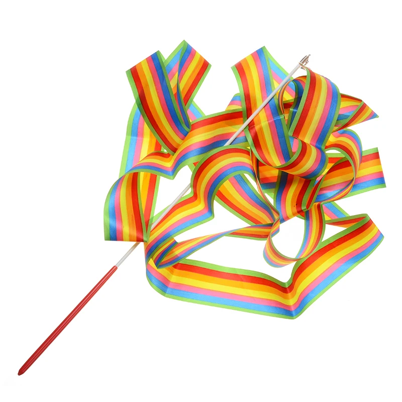 Разноцветная лента для танцев в тренажерном зале 4 м на палочке ритмичная