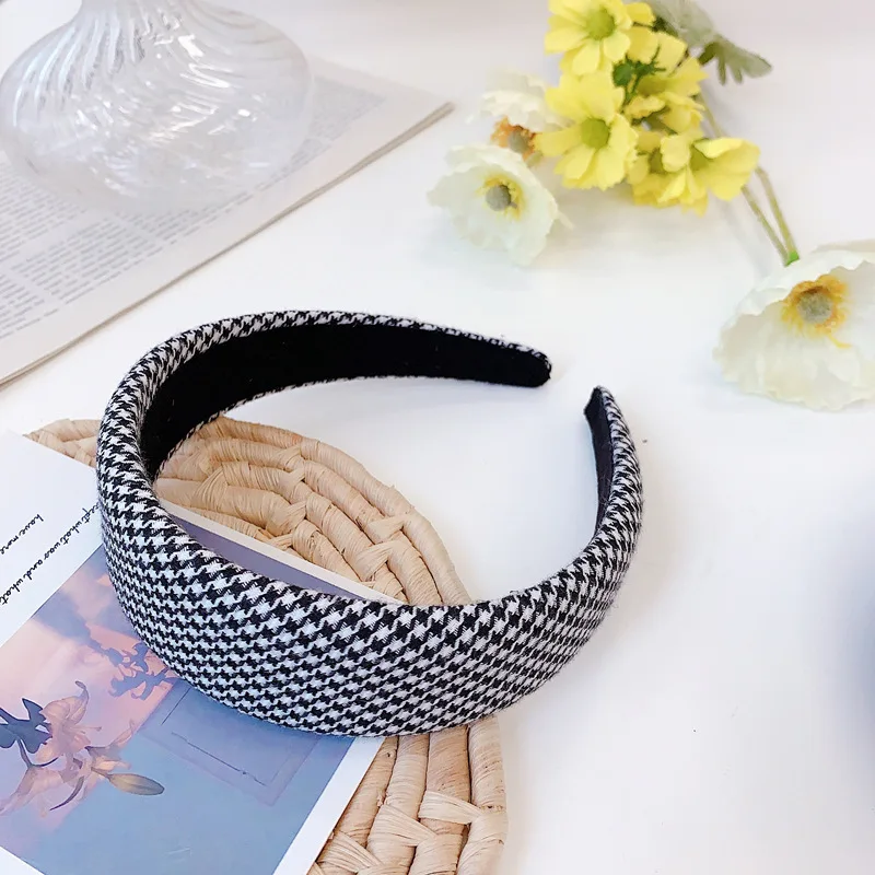 

Korean Houndstooth Hair Band Woman Sponge Bezel Girls Headband Women Hair Accessories Ornaments Lady Hair Hoop Headwear