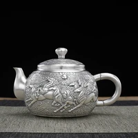 sterling silver 999 silver teapot ten thousand horses galloping kung fu teapot set chinese tea ceremony