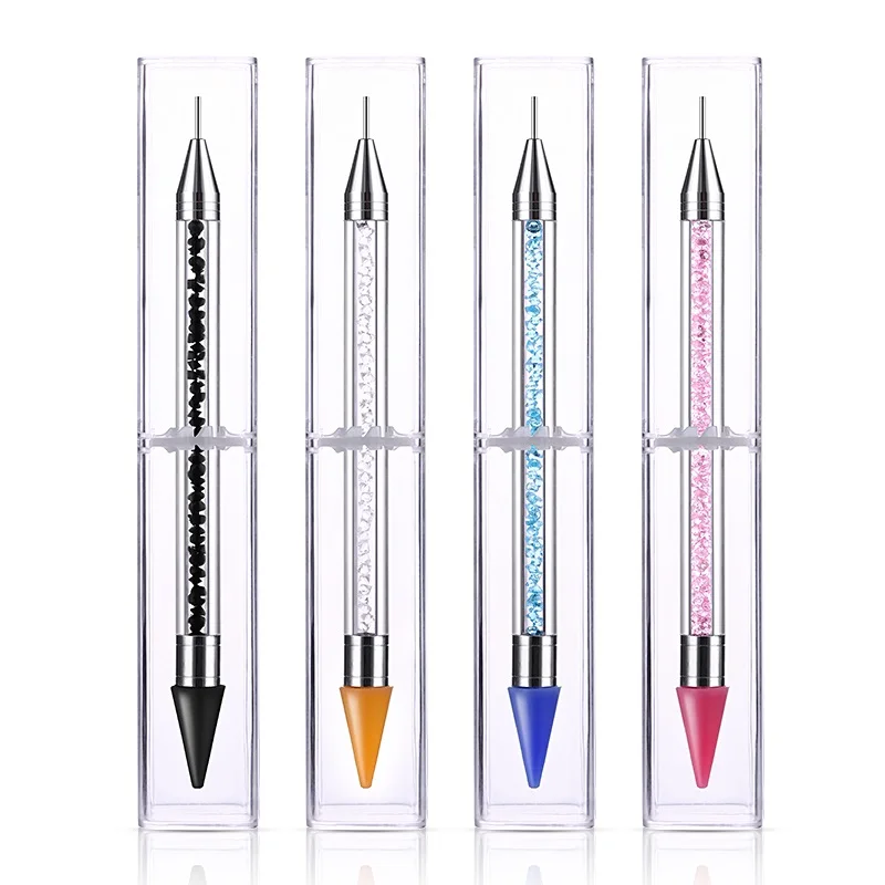 

Crayon Metal Head Nail Acrylic Dotting Pen Rhinestones Crystal Diamond Studs Picker Wax Pencil Acrylic Beads Handle Tool F532