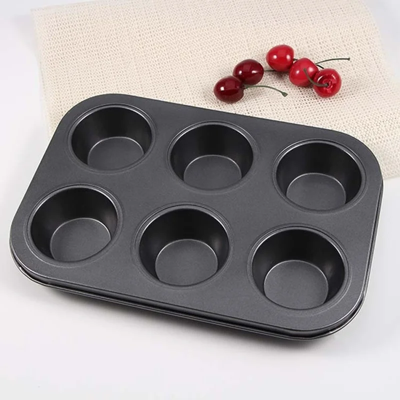 

Антипригарная форма для торта с 6 отверстиями, противень для выпечки, шоколад, маффины, кекс, желе, инструменты для выпечки, кухонные принадлежности, углеродистая сталь
